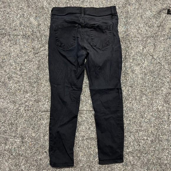 Express Womens Black Skinny Jeans Size 0 Mid Rise Stretch Denim Cropped Ankle - Picture 2 of 10
